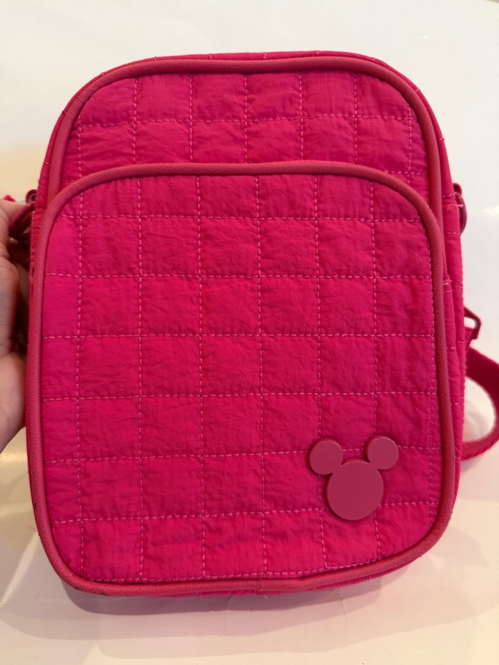 Disney Mickey Mouse Bioworld Pink Quilted Crossbody Bag with Mouse Accent